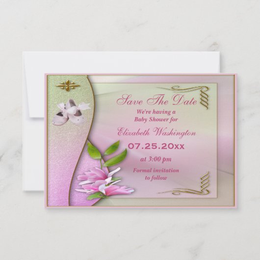 Schoenen, Pacifier en Magnolia sparen de Datum Sho Save The Date (Achterkant)