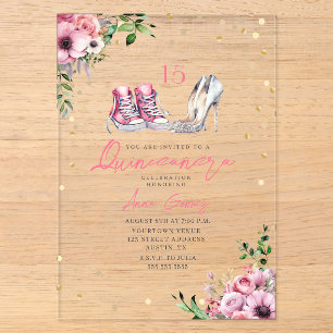 Schoenen Quinceañera Roze Sportschoenen Hoge Hakke Acryl Uitnodigingen