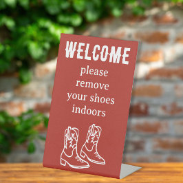 Schoenen Uit Cowboylaarzen Western Vakantiewoning  Reclamebord Met Voetstuk