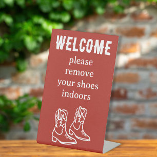 Schoenen Uit Cowboylaarzen Western Vakantiewoning Reclamebord Met Voetstuk