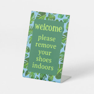 Schoenen uit Tropische Waterverf Vakantiehuur Reclamebord Met Voetstuk