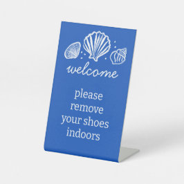 Schoenen uit Zeeschelpen Strand Vakantiehuis  Reclamebord Met Voetstuk
