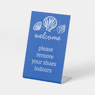 Schoenen uit Zeeschelpen Strand Vakantiehuis Reclamebord Met Voetstuk