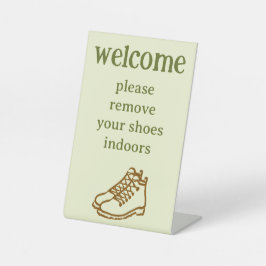 Schoenen Verwijderen Wandelschoenen Vakantiehuis  Reclamebord Met Voetstuk