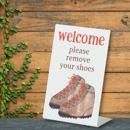 Schoenen Verwijderen Wandelschoenen Vakantiehuur  Reclamebord Met Voetstuk