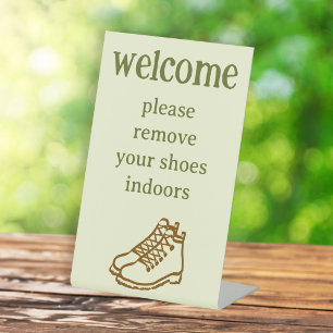Schoenen Verwijderen Wandelschoenen Vakantiehuur Reclamebord Met Voetstuk