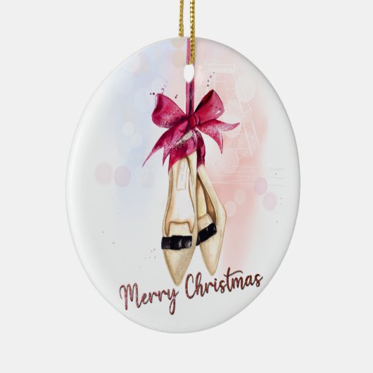 Schoenen voor kerstversiering keramisch ornament (Rechts)