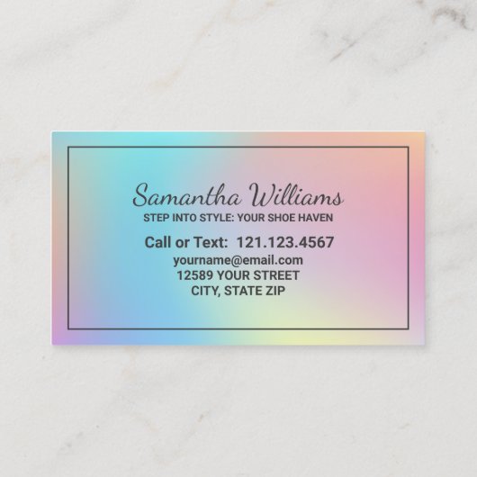 Schoenenboetiek Hologram Visitekaartje (Achterkant)