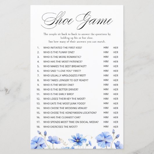 Schoenenspel voor bruidsfeest met iets blauws en b (Voorkant)