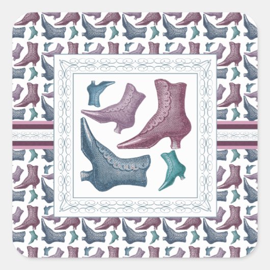 schoenenwinkel, schoenenliefhebber  Victoriaans la Vierkante Sticker (Voorkant)