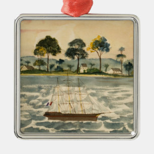 Schoener op het water metalen ornament