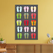 Schoensschoenen met kleurrijke zomerse teenslipper canvas afdruk (Insitu (Woonkamer))