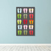 Schoensschoenen met kleurrijke zomerse teenslipper canvas afdruk (Insitu (Houten vloer))