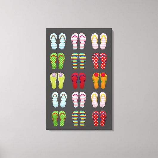 Schoensschoenen met kleurrijke zomerse teenslipper canvas afdruk (Voorkant)