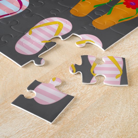 Schoensschoenen met kleurrijke zomerse teenslipper legpuzzel (Zijkant)