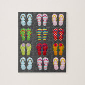 Schoensschoenen met kleurrijke zomerse teenslipper legpuzzel (Verticaal)