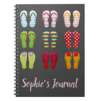 Schoensschoenen met kleurrijke zomerse teenslipper notitieboek
