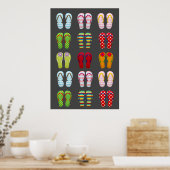 Schoensschoenen met kleurrijke zomerse teenslipper poster (Keuken)