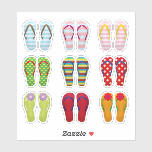 Schoensschoenen met kleurrijke zomerse teenslipper sticker (Vel)