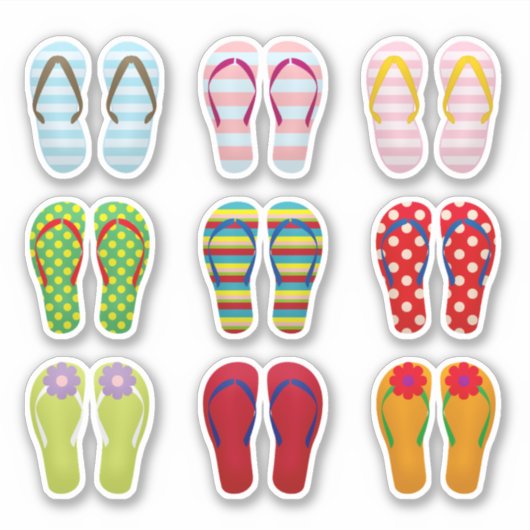 Schoensschoenen met kleurrijke zomerse teenslipper sticker (Voorkant)