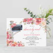 Schoenster per post roze koraal floral girl baby s kaart (Staand voorkant)