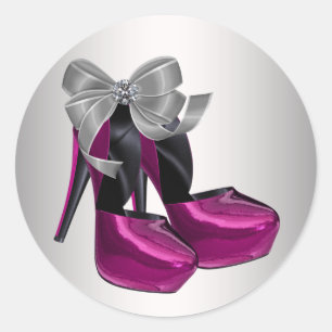 Schoenstickers met hete roze hoge hakken ronde sticker