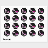 Schoenstickers met hete roze hoge hakken ronde sticker (Vel)