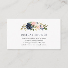 Schoentekaart voor Navy en Blush Florals Display S Informatiekaartje