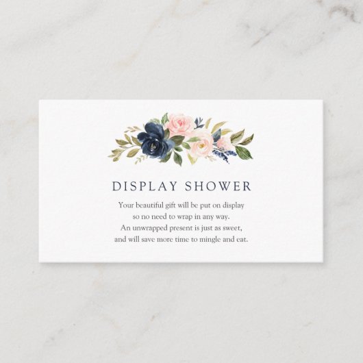 Schoentekaart voor Navy en Blush Florals Display S Informatiekaartje (Voorkant)