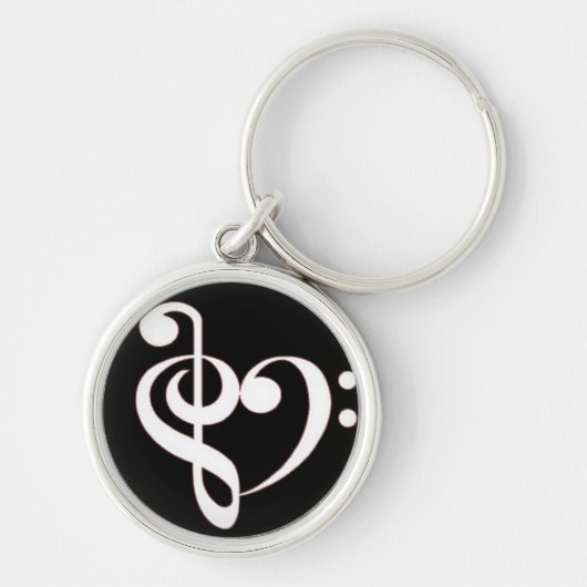 Schoenteketen voor Treble en Bass Clef Heart Sleutelhanger (Voorkant)