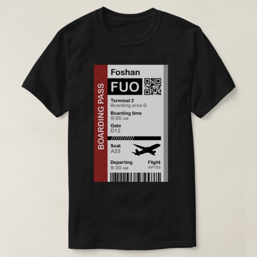 Schoentransport (vliegticket) t-shirt (Design voorkant)