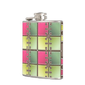 Schoenverslaafde veters roze en groen mode kunst heupfles (Links)