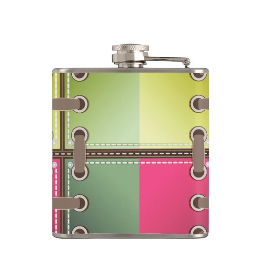 Schoenverslaafde veters roze en groen mode kunst heupfles (Achterkant)