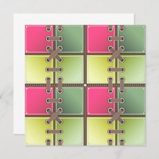 Schoenveters roze en groen mode kunst (Voorkant / Achterkant)