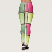 Schoenveters roze en groen mode kunst leggings (Achterkant)