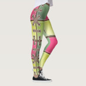 Schoenveters roze en groen mode kunst leggings (Rechts)