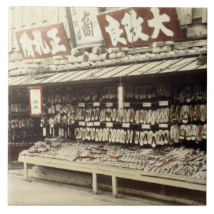Schoenwinkel in Kyoto, c.1890 (foto met handkleur) Tegeltje