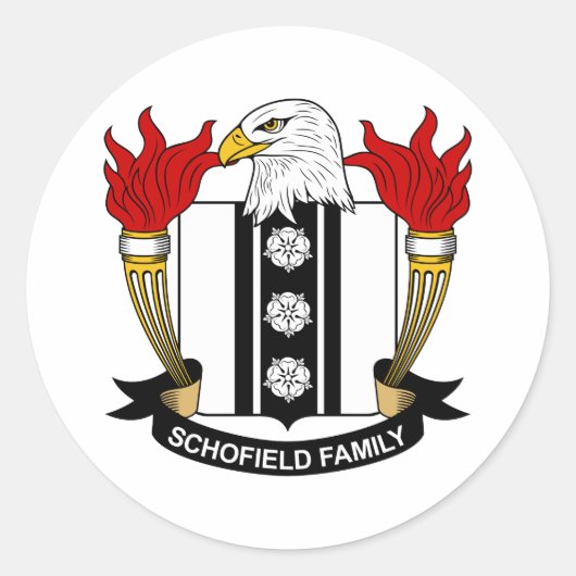 Schofield Family Crest Ronde Sticker (Voorkant)
