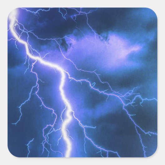 Schokbestendige blikseminslag vierkante sticker (Voorkant)