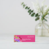 Schokbrekende roze verkreukwerende kleurrijke bloe mini visitekaartje (Staand voorkant)