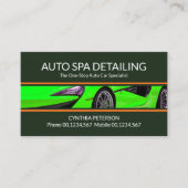 Schokend Groene Sportauto die AutoWash detailleert Visitekaartje (Voorkant)