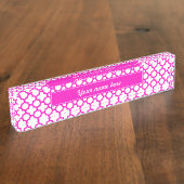 Schokend roze Quatrefoil patroon Naambordje (Zijkant)