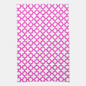 Schokend roze Quatrefoil patroon Theedoek (Verticaal)