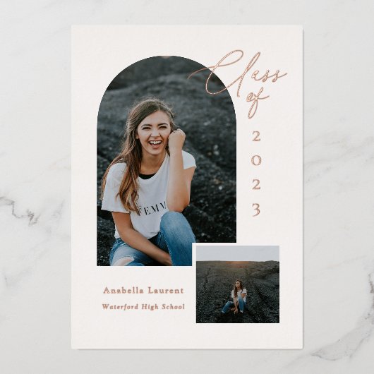 Schokfoto voor klasse afstuderen folie uitnodiging (Voorkant)