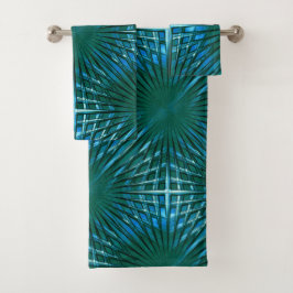 Schokkend cyaan puntige raster, opgeblazen of opge bad handdoek