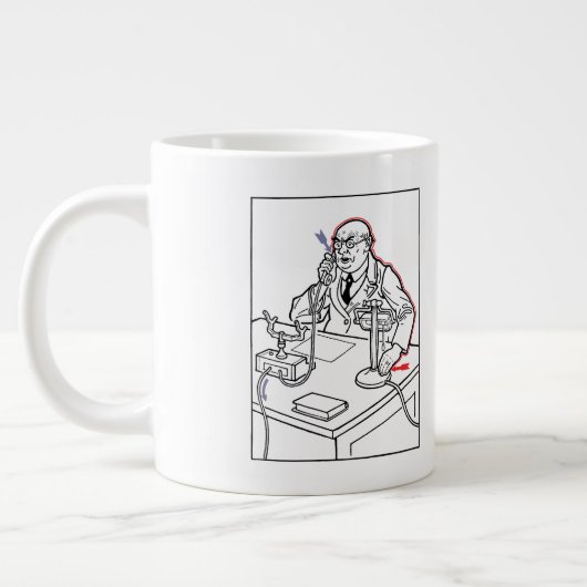 Schokkend telefoontje grote koffiekop (Links)