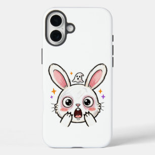 Schokkende Bunny Halloween Geest Gezicht iPhone 16 Plus Hoesje