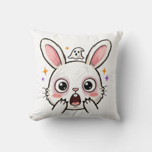 Schokkende Bunny Halloween Geest Gezicht Kussen