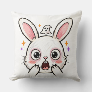 Schokkende Bunny Halloween Geest Gezicht Kussen