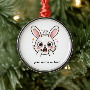 Schokkende Bunny Halloween Geest Gezicht Metalen Ornament